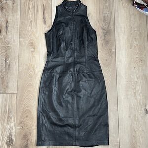 Vintage Chetta B Leather Sleeveless Dress Black Size 4